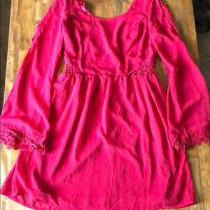 Red party dress with lace